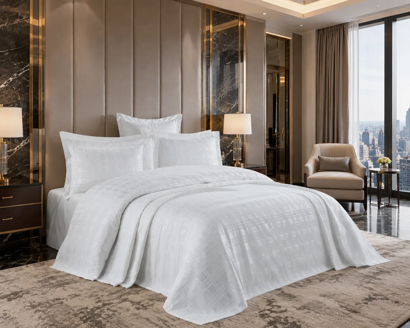 Ekose Bedspread Set — Cream