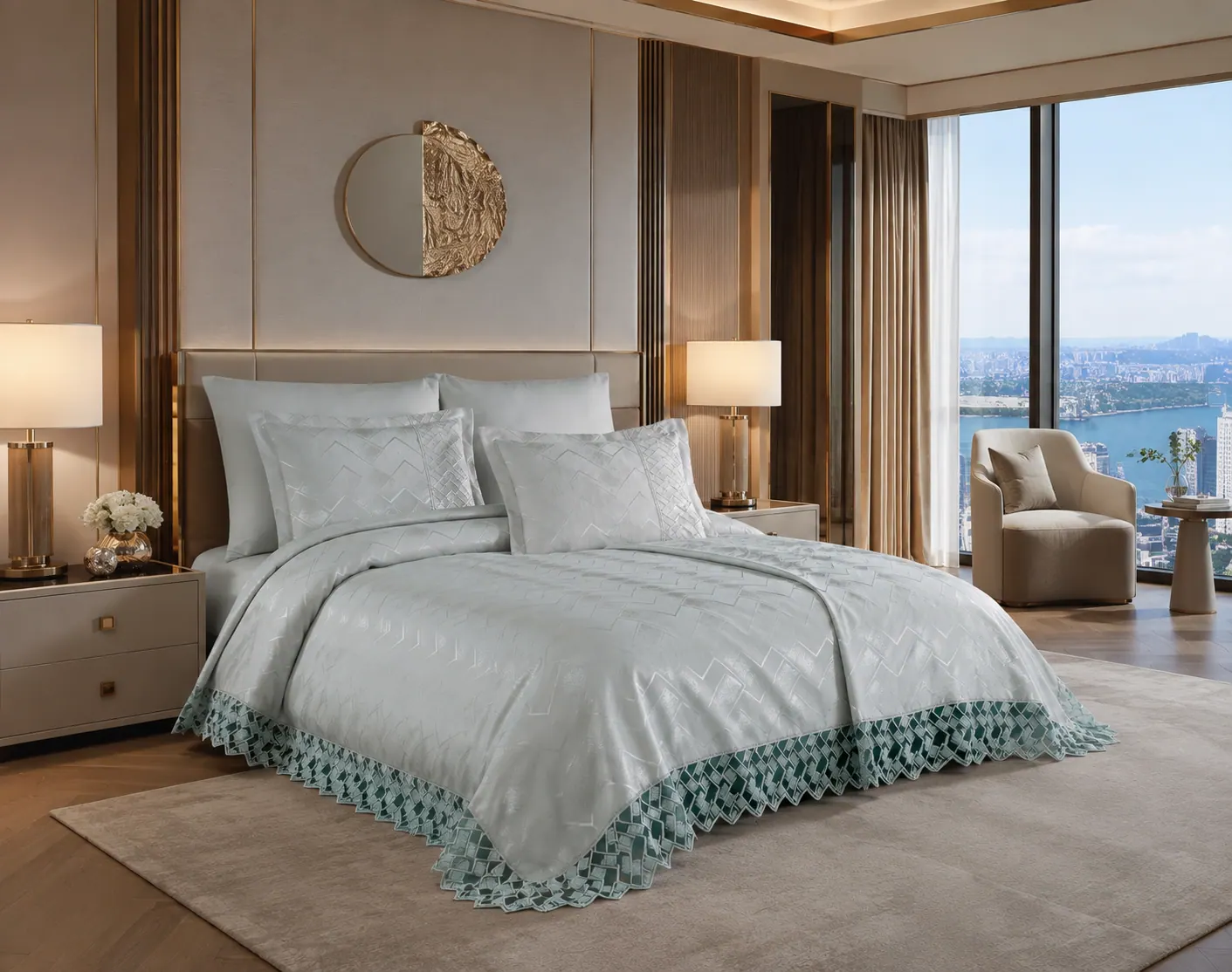 Pırıltı Bedspread Set — Grey