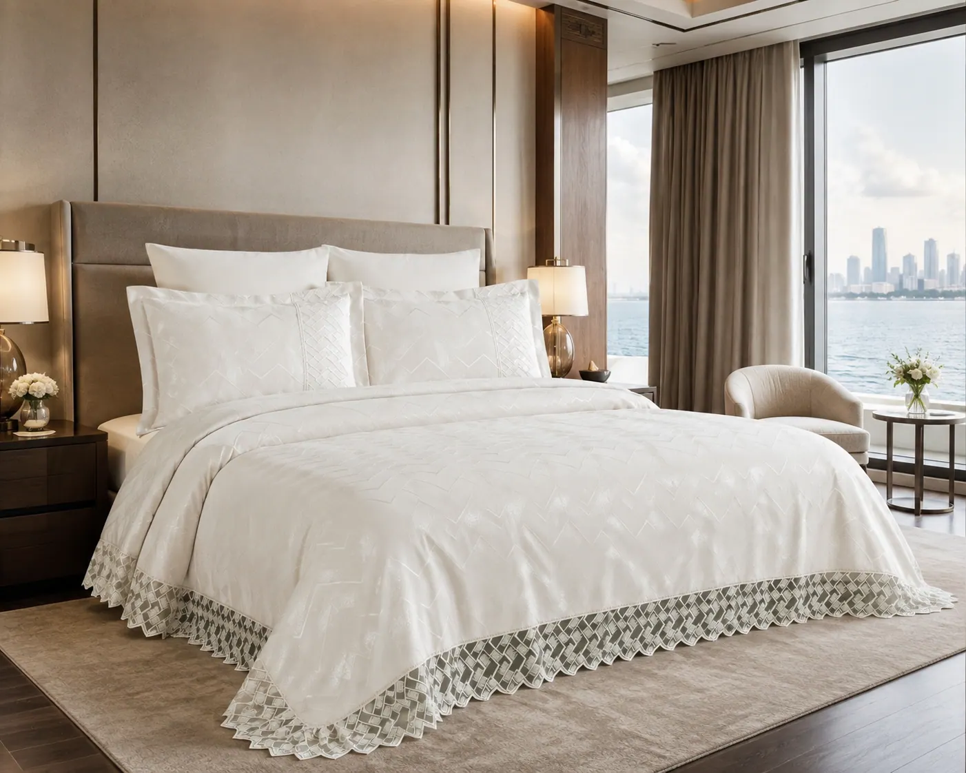 Pırıltı Bedspread Set — Cream
