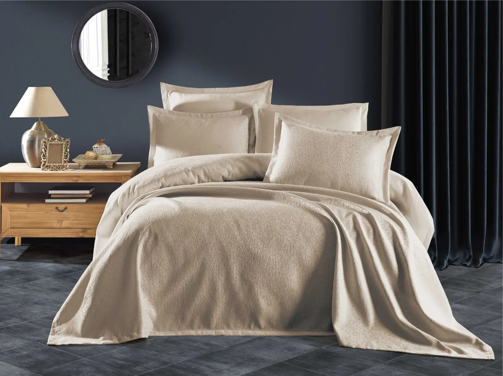 Floransa Bedspread Set — Beige
